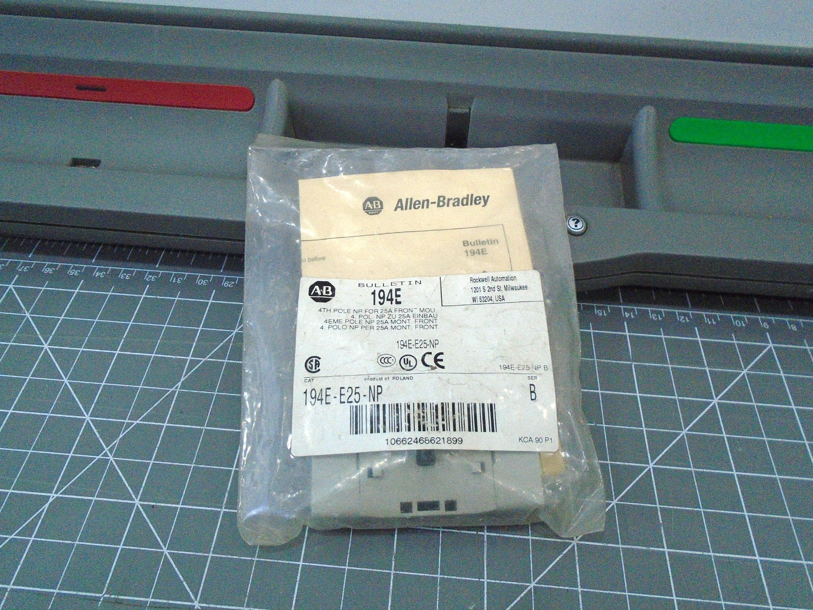 Allen Bradley 194E-E25-NP 4th Pole NP for 25A Front Mount