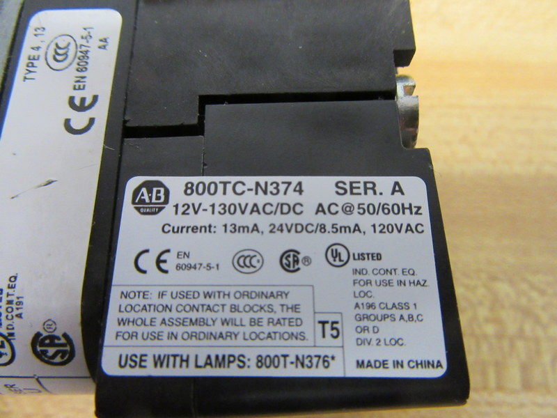 Allen Bradley 800T-FXQH2RA Button 800TFXQH2RA Amber