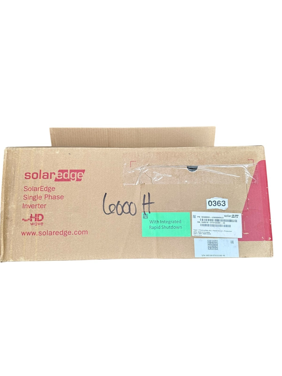 NEW SolarEdge SE6000H-US000NNU2 6kW HD-Wave Single Phase Grid-Tied Inverter