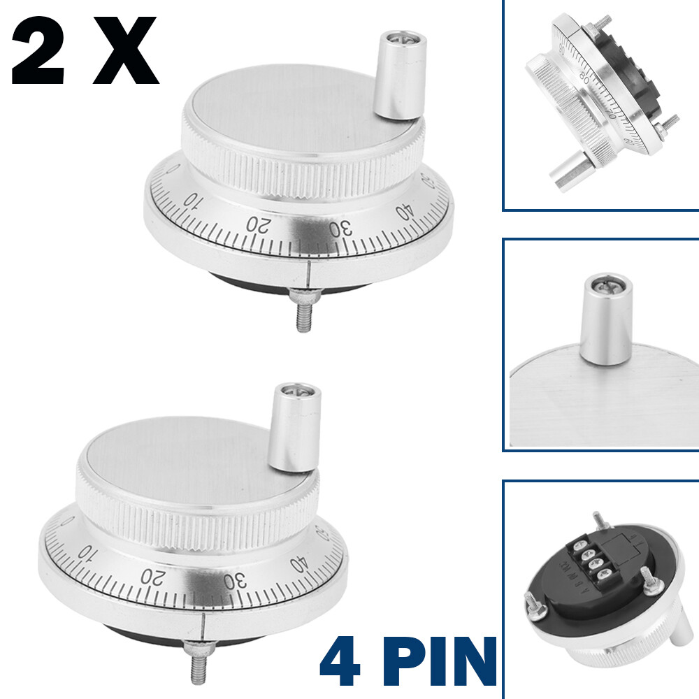 2PCS 60mm Manual Pulse Generator 4 Terminal Handwheel For CNC Milling Machines