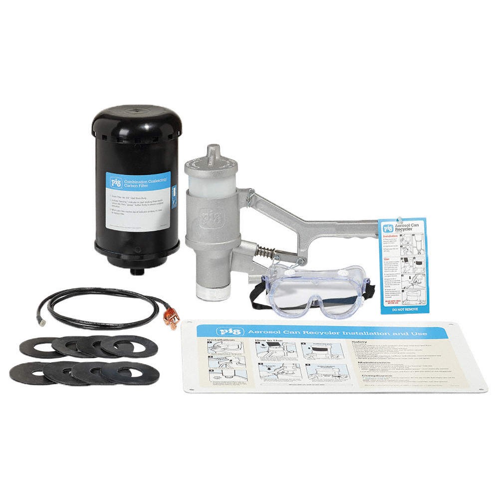 PIG DRM1266 Aerosol Can Recycler,Gray/Blue 30RF41