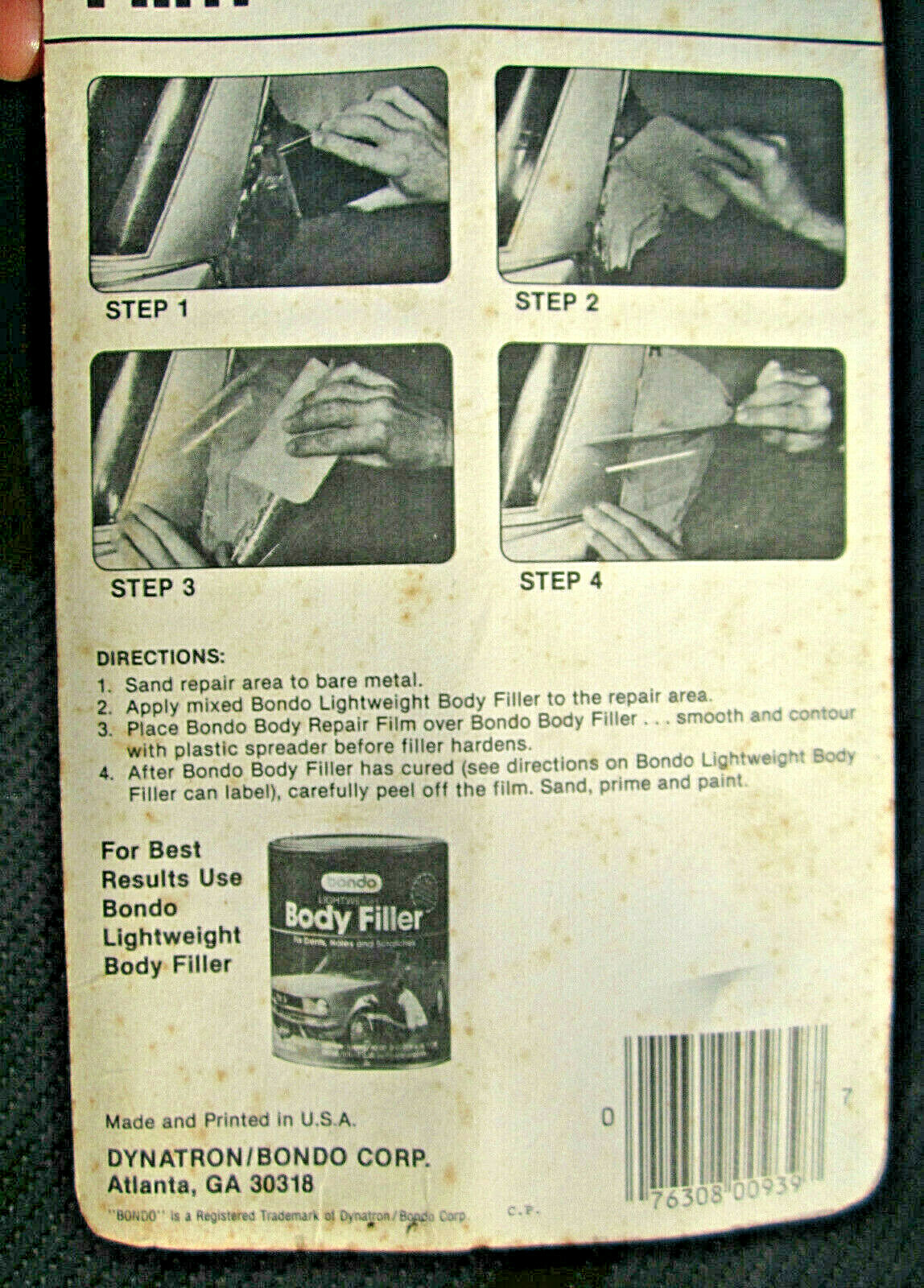 New bondo BODY REPAIR FILM 2 Sheets: 7″ x 21″ for smooth body repairs No. 939