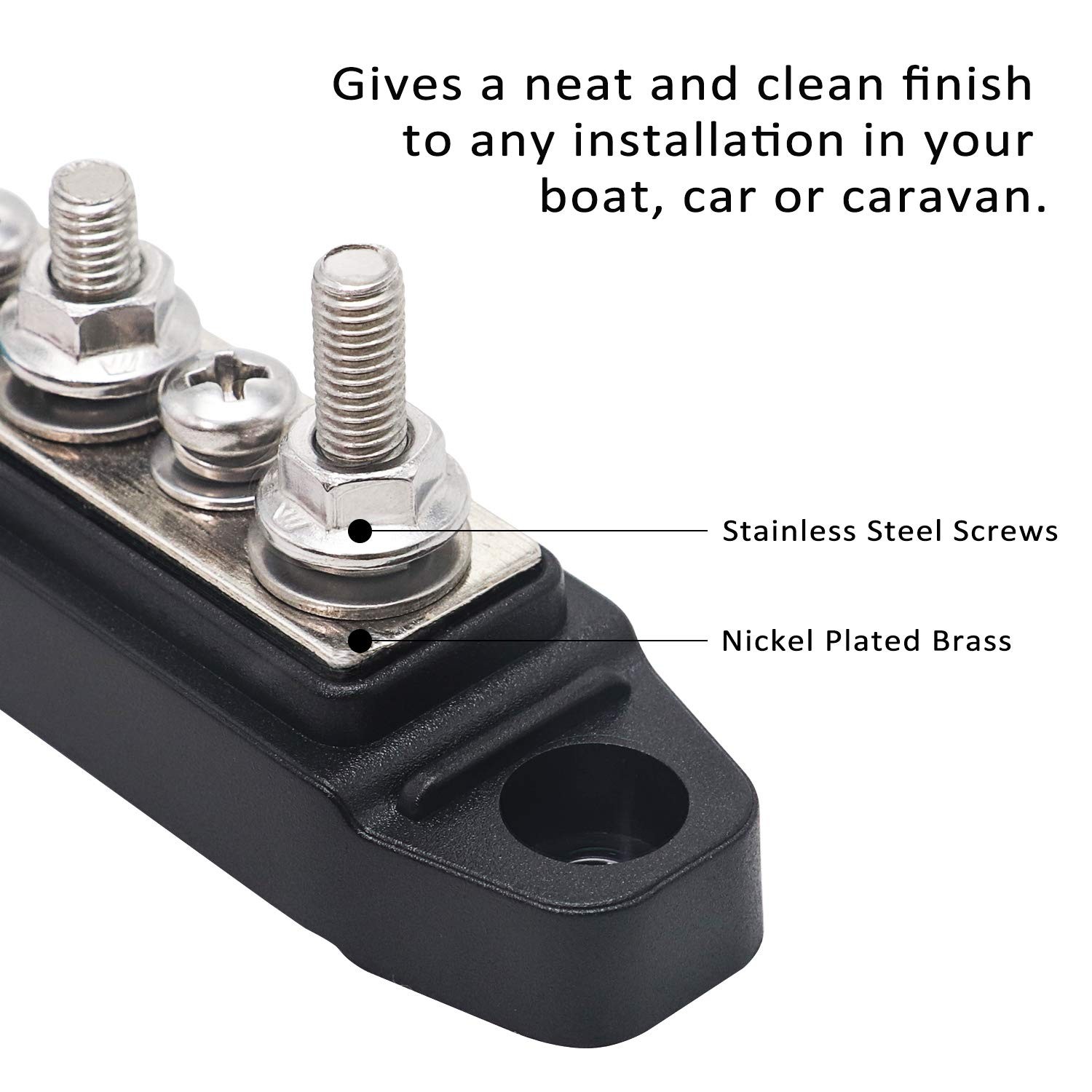 Recoil BBS43-P Bus Bar 4 x M5 Studs 3 Screw Terminals Power Red+Black