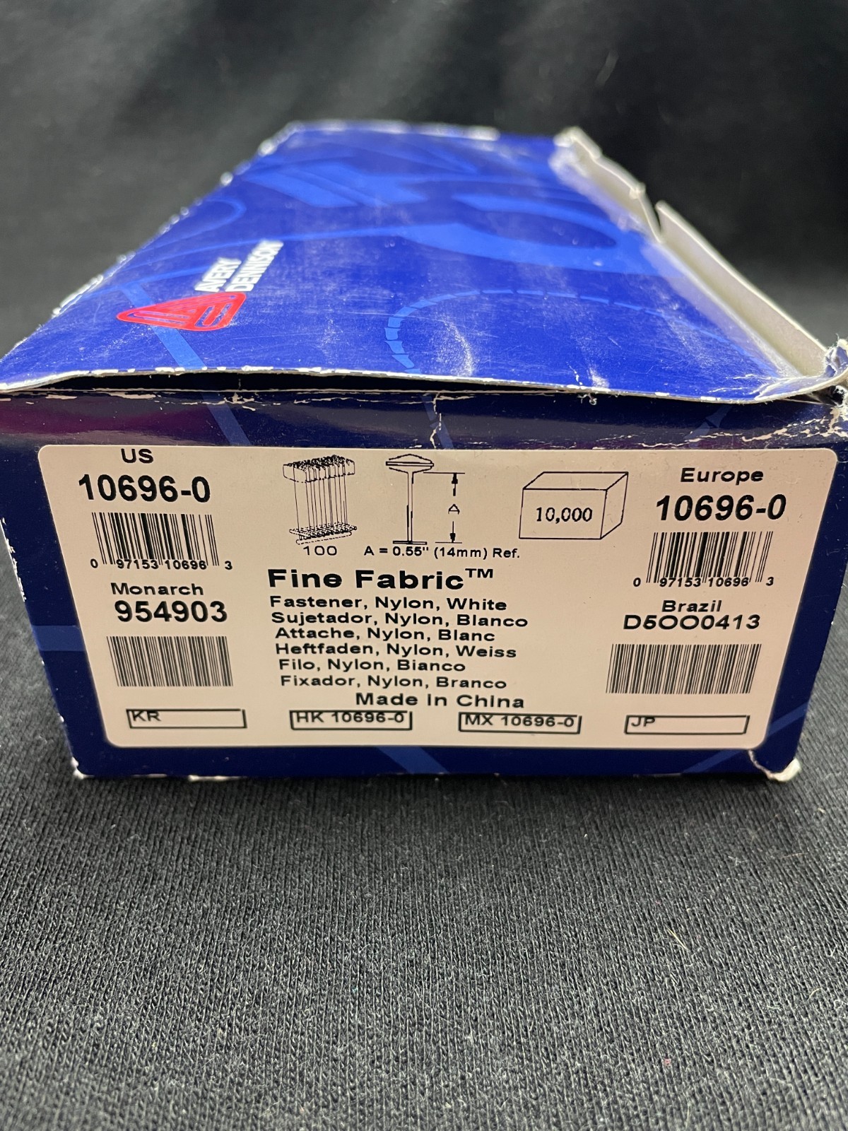 AVERY DENNISON (10,000 PACK) Fine Fabric Fasteners 0.55″ White 10696-0