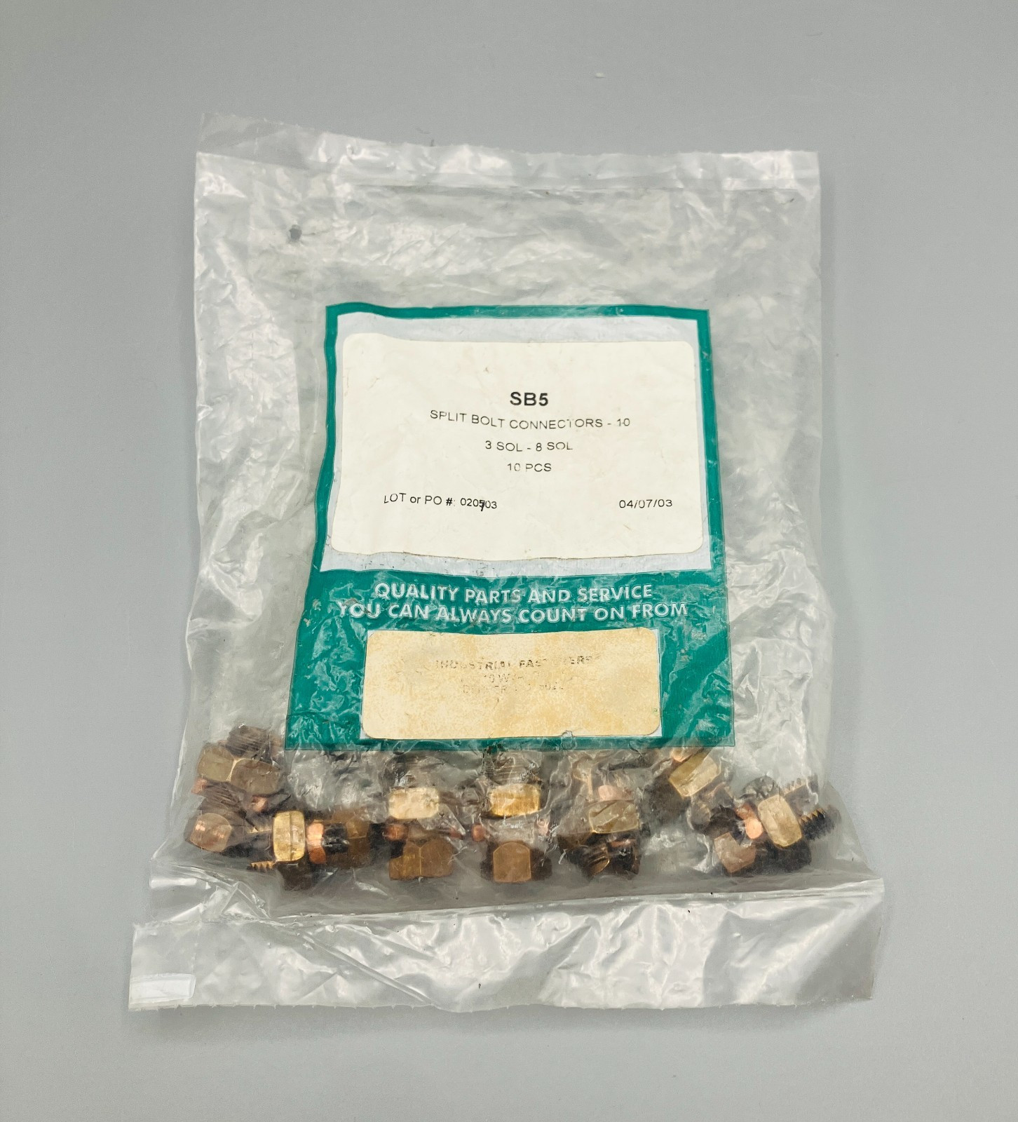 10 Split Bolt Connectors SB5-3 SOL-8 SOL Industrial Fasteners New Sealed Bag