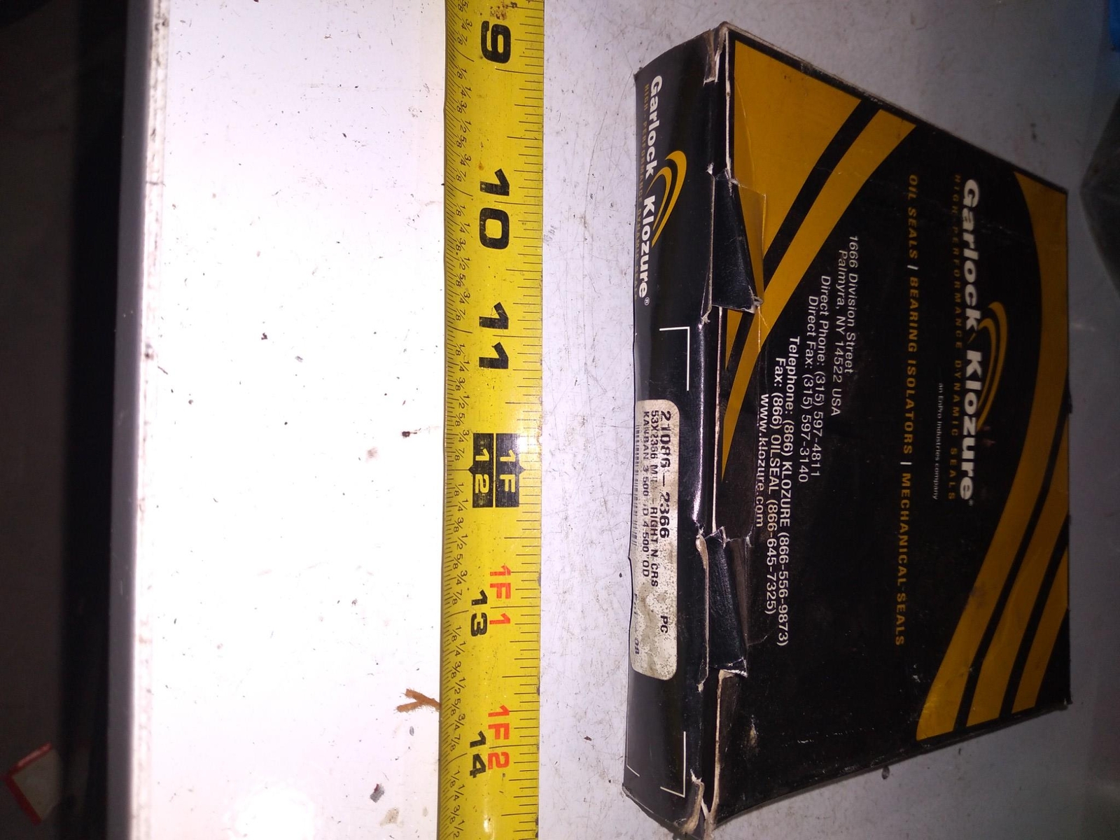 GARLOCK KLOZURE 21086-2366 53X2366 RIGHT N CRS KANBAN 3.500 TD 4.500OD