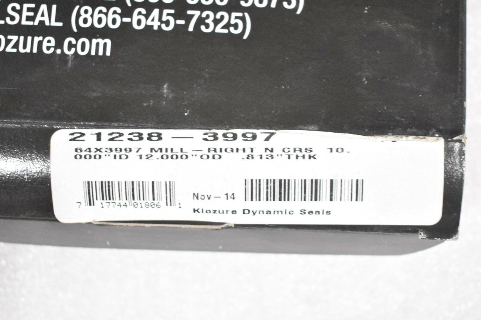 GARLOCK KLOZURE 21238-3997 MILL-RIGHT NITRILE OIL SEAL 64 X 3997, 10″SHAFT 12″OD