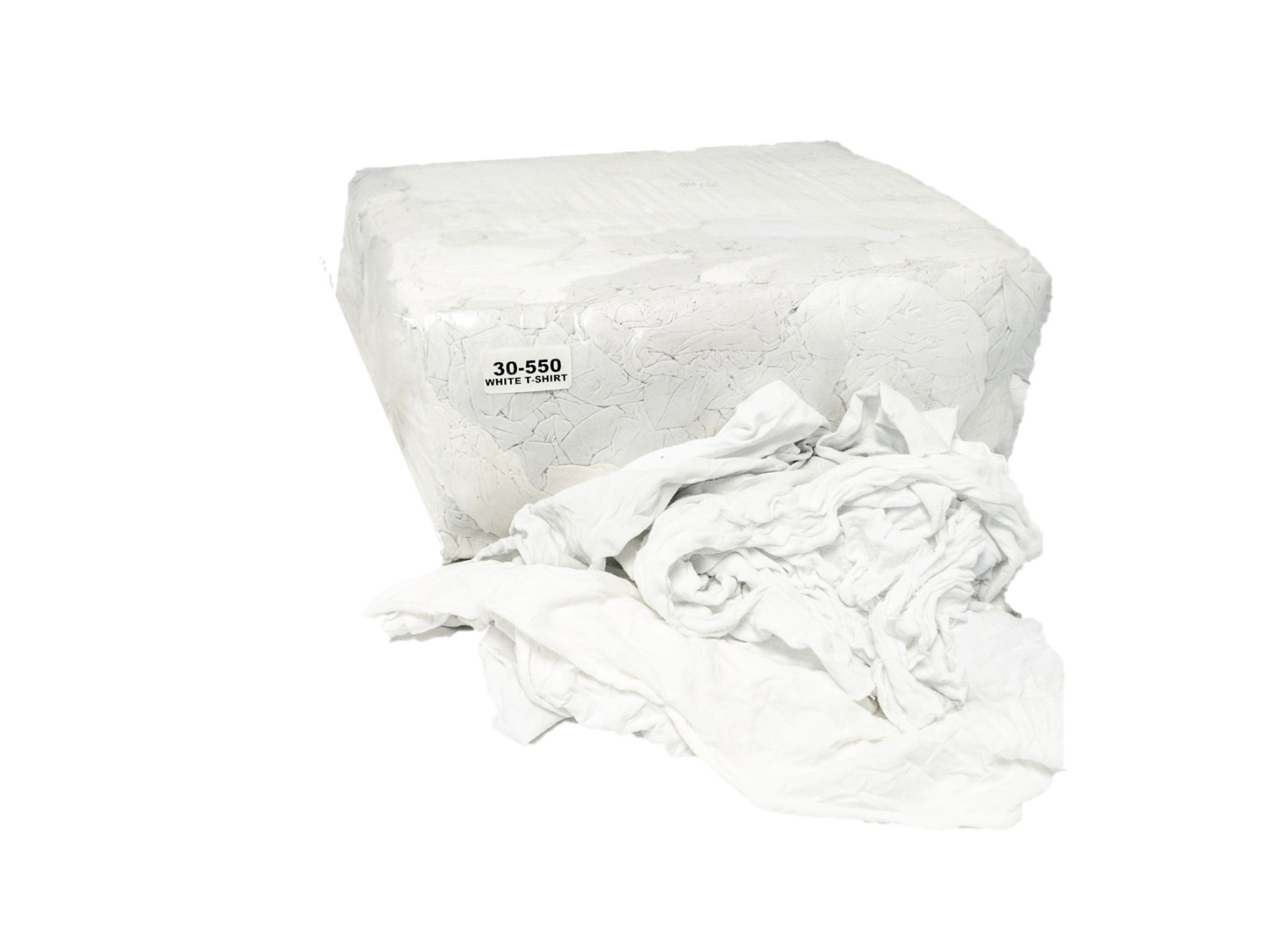 25 lb. Compressed Bag of White T-shirt Rags
