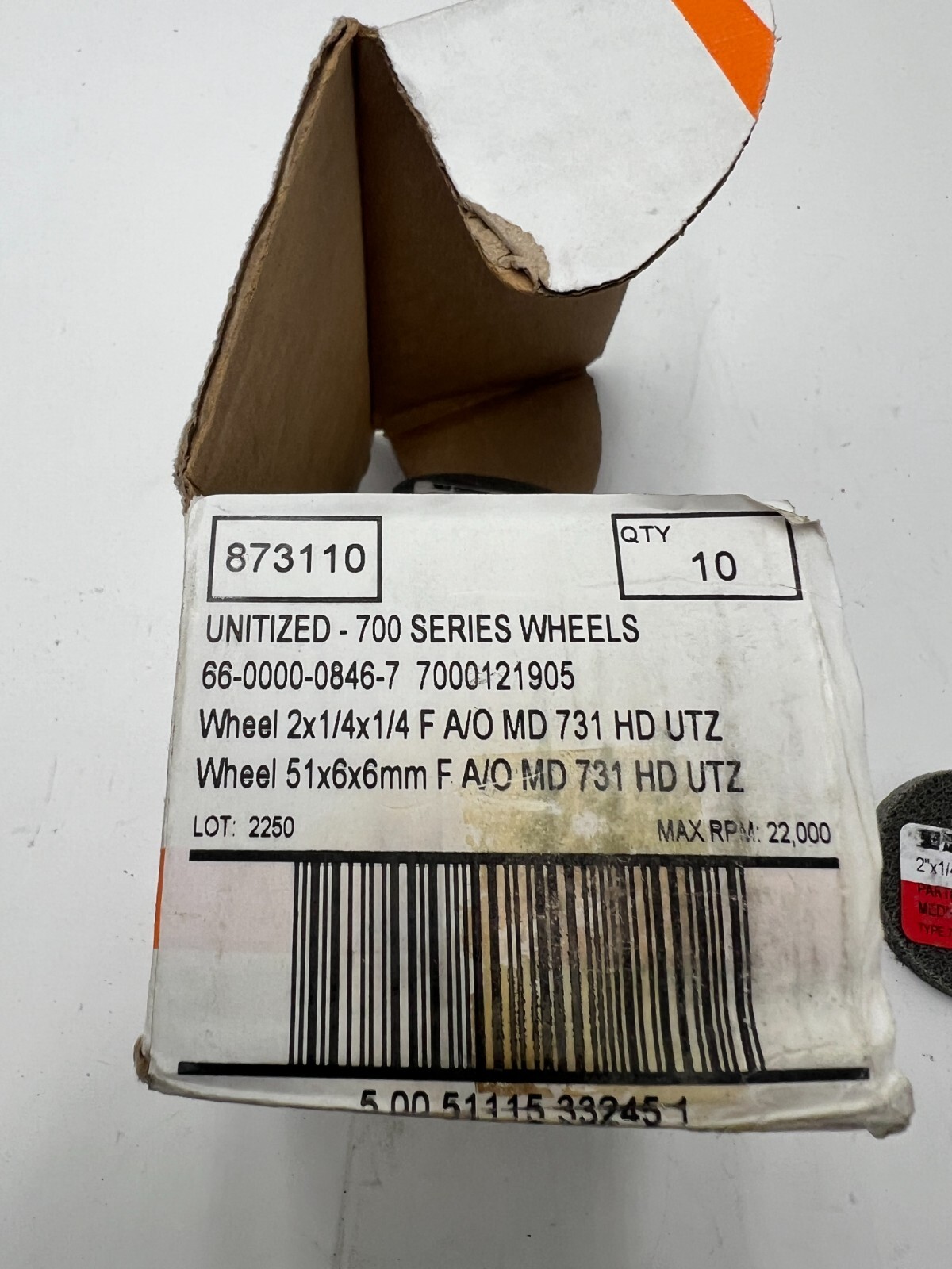 Box of 8-Standard Abrasives 2″x1/4″x1/14″ F AO MD 873110 Medium Density Type 731