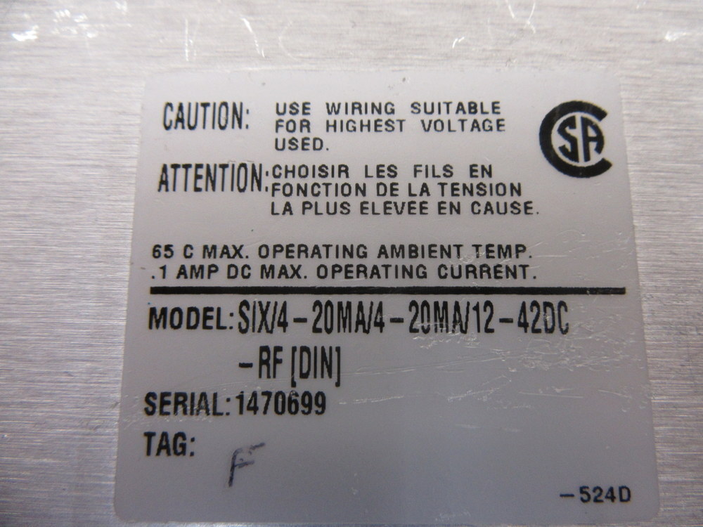 Moore Industries SIX/4-20MA/12-42DC Sig. Conditioner SIX/420MA1242DC