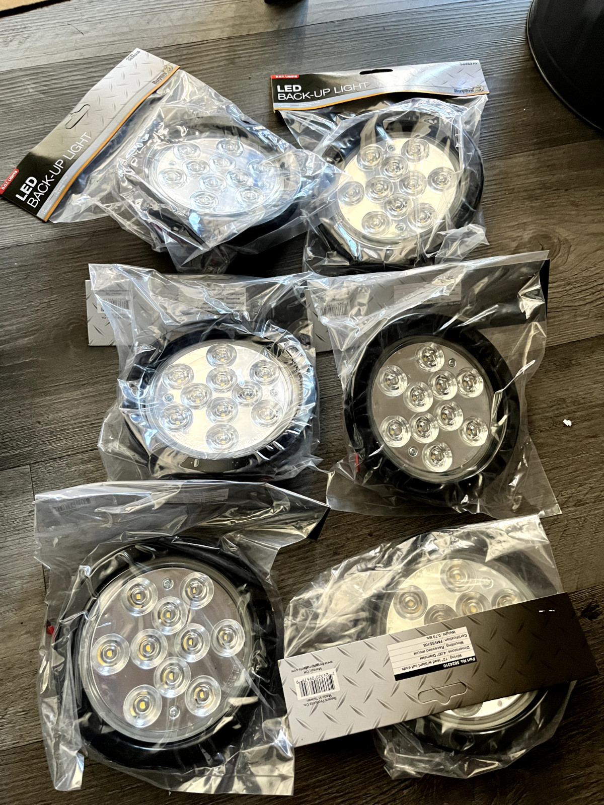 Buyers Products 4 ” Clear Round Backup Light Kit With 10 LEDs Qty 6 5624310