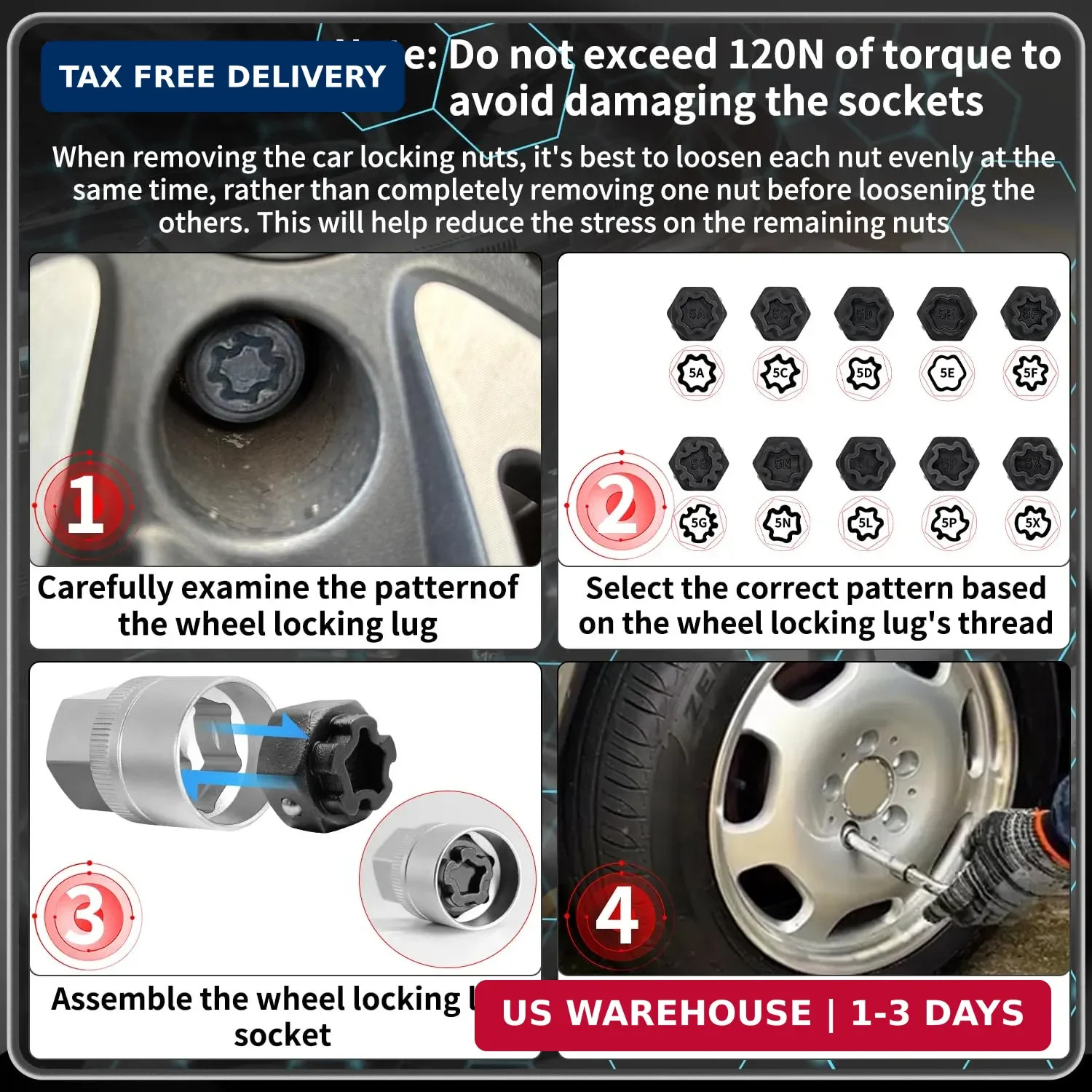 12PCS Wheel Locking Nut Key Kit Compatible with Mercedes Benz | Wheel Lock Nut S