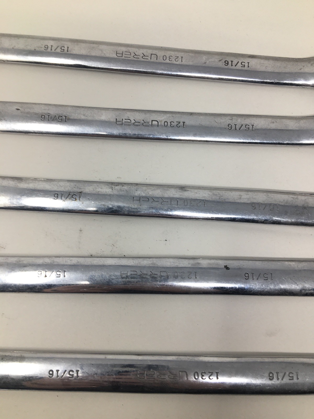 Lot Of 7 Urrea 1230, 12-point Combination Open/Box End Wrenches, All Are 15/16″