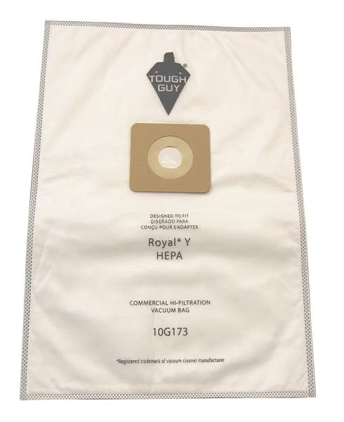 Tough Guy 10G173 Vacuum Bag, 5-Ply, Synthetic HEPA Filter Bag, 10 PK