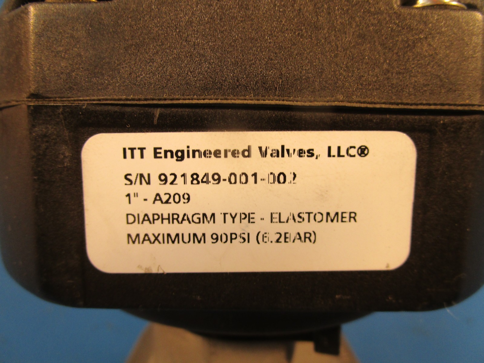 ITT A209, PURE-FLO 1” Diaphragm Valve, 90 Psi Maximum