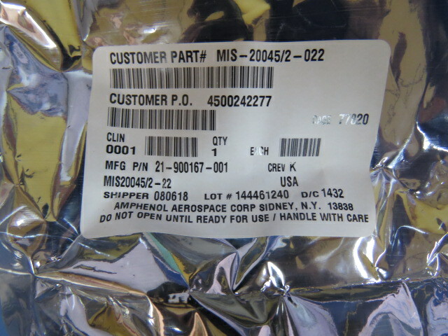 AMPHENOL MIS-20045/2-022 Qty of 1 per Lot CONNECTOR; 21-900167-001 Amphenol Ae