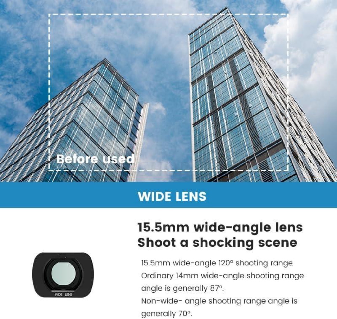 Wide-Angle Lens for DJI Osmo Pocket 3,Magnetic Attachment Optical Glass Lens