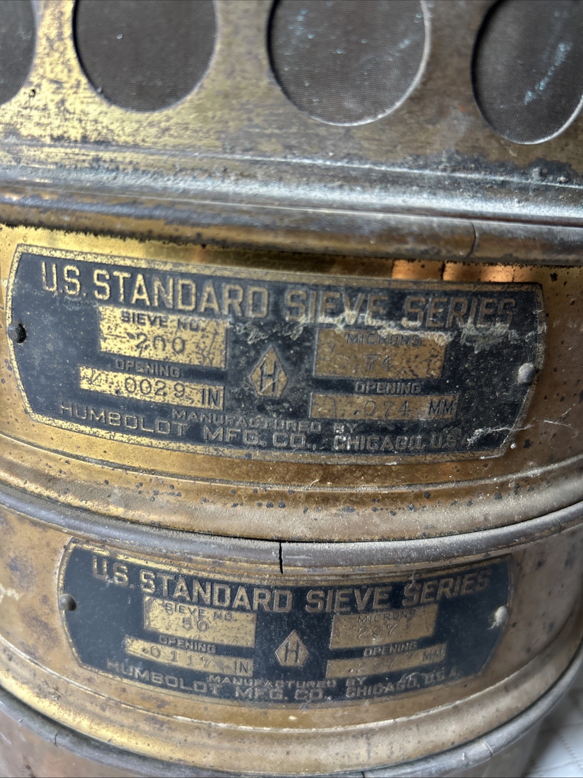 Vintage USA Standard (5) Testing Sieves Brass/steel With bottom And Top