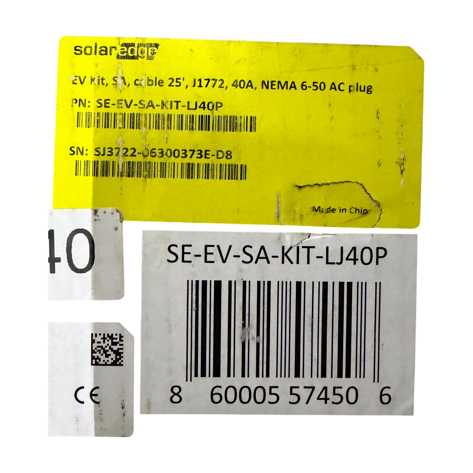 SolarEdge SE-EV-SA-KIT-LJ40P EV Charging Station 40A J1772 25ft Cable NEMA 6-50