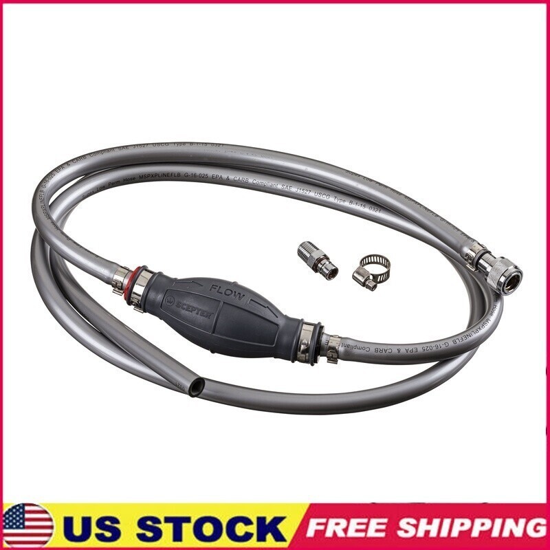 Marine Fuel Line Assembly Kit 3/8 inch Hose Primer Bulb Quick Connect Fittings