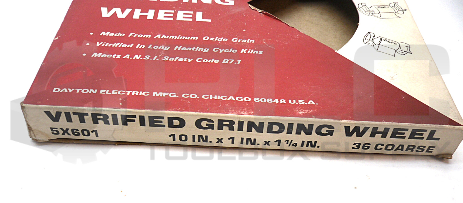 NEW IN BOX DAYTON 5X601 VITRIFIED GRINDING WHEEL 10 IN. X 1 IN. X 1 1/4IN.