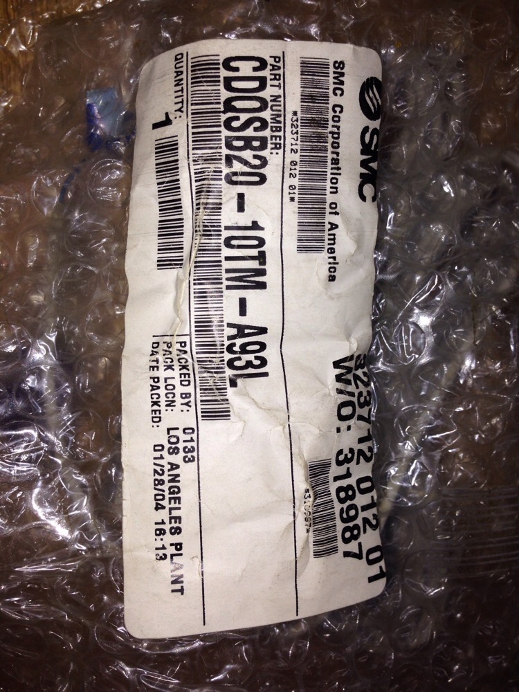 SMC CDQS20-10TM-A93L, CDQSB20-10TM-A93L, CYL COMPACT W/2 Cable D-A93 #1647B31