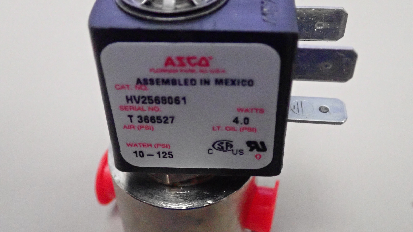 ASCO RedHat HV2568061 4.0 Watts Solenoide Switch Assembly Piviot 1/8” 2 Way