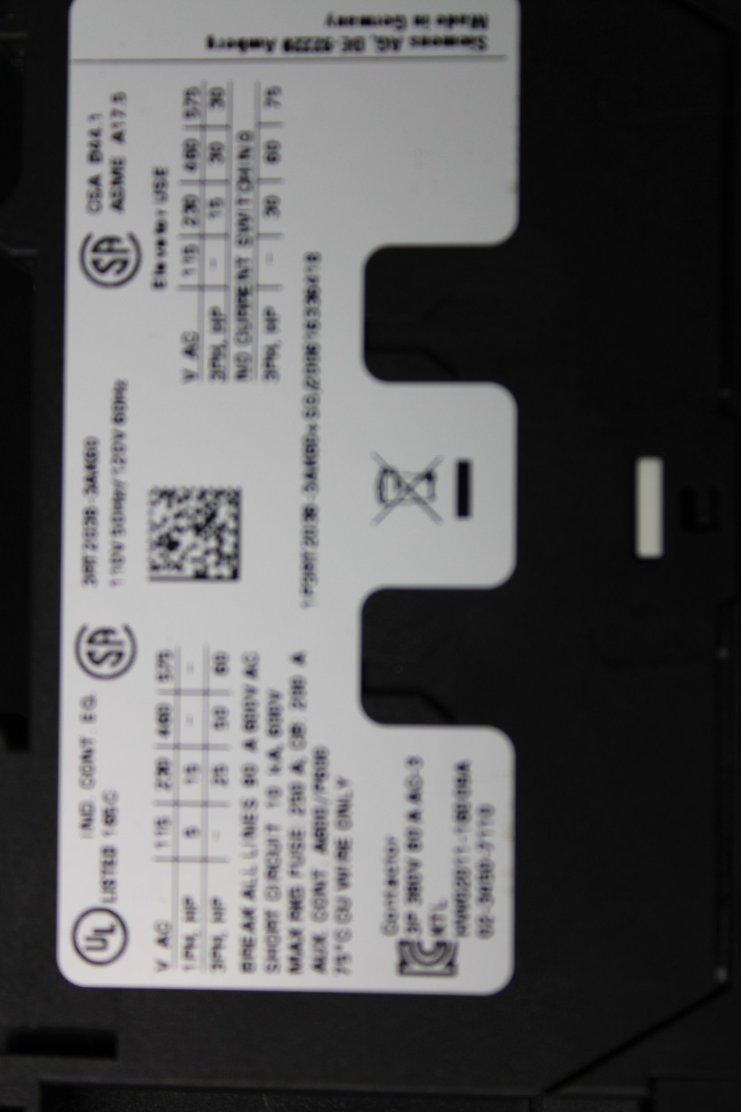 SIEMENS CONTACTOR 3RT2038-3AK60 110v/120v 3RT293-61BC00 SURGE SUPRES INSTALLED