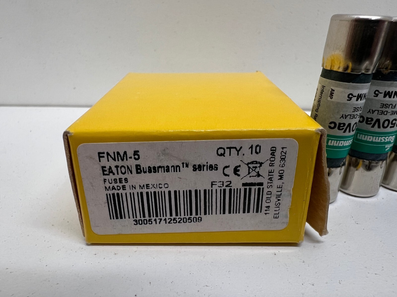 LOT OF (10) NEW IN BOX! BUSSMANN-EATON 5A 250VAC TIME-DELAY FUSES FNM-5