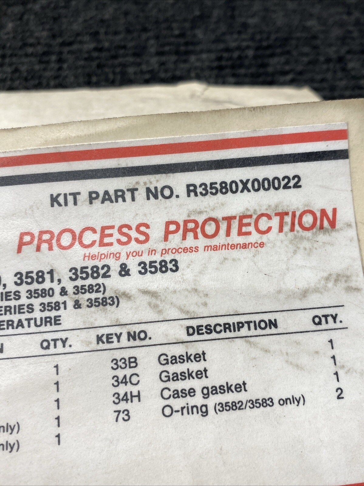 NEW OEM Fisher R3580X00022 Valve Positioner Repair Kit