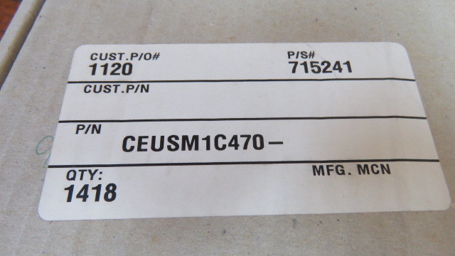 MARCON CEUSM1C470 Qty of 85 per Lot 47UF 16V 105 DEG 6.3X11 100/BAG MARCON