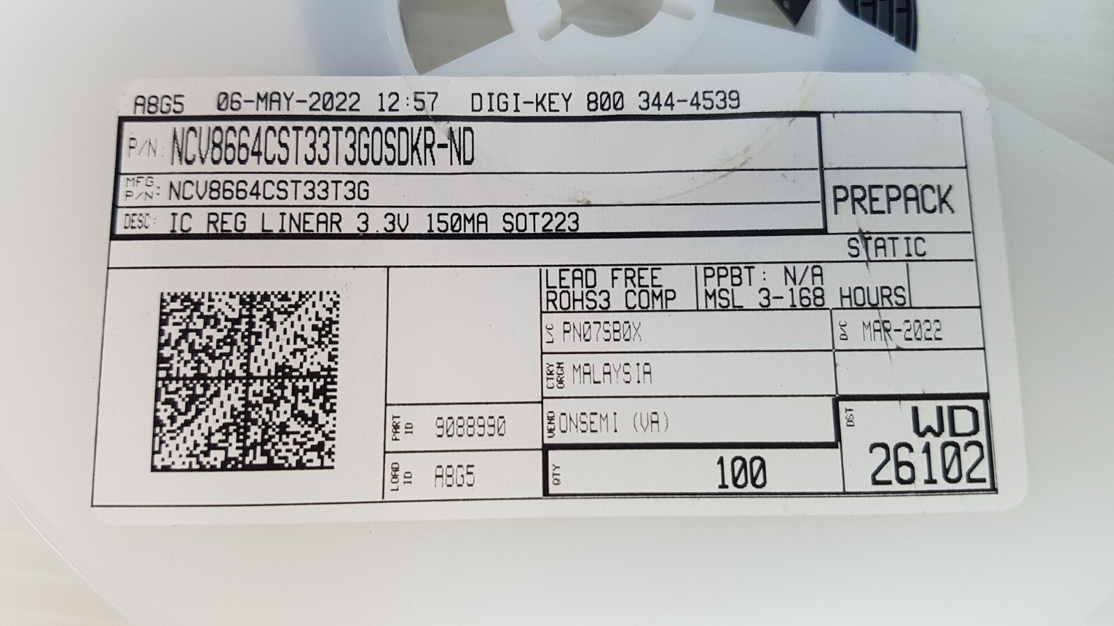 100pcs Onsemi NCV8664CST33T3G