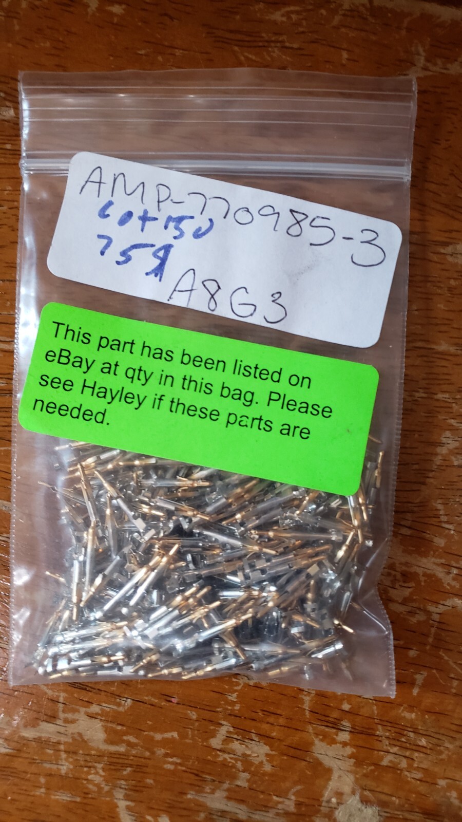 NEW LOT of 150 TE Pin Power Contact Gold Crimp 22-26 AWG Mate-N-LOK # 770985-3