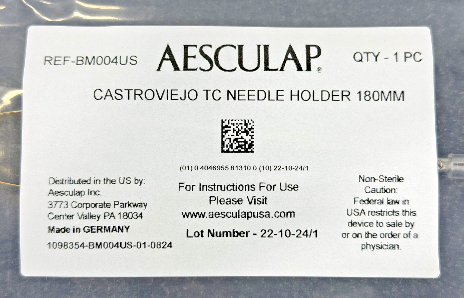 Aesculap Castroviejo TC Needle Holder 180mm
