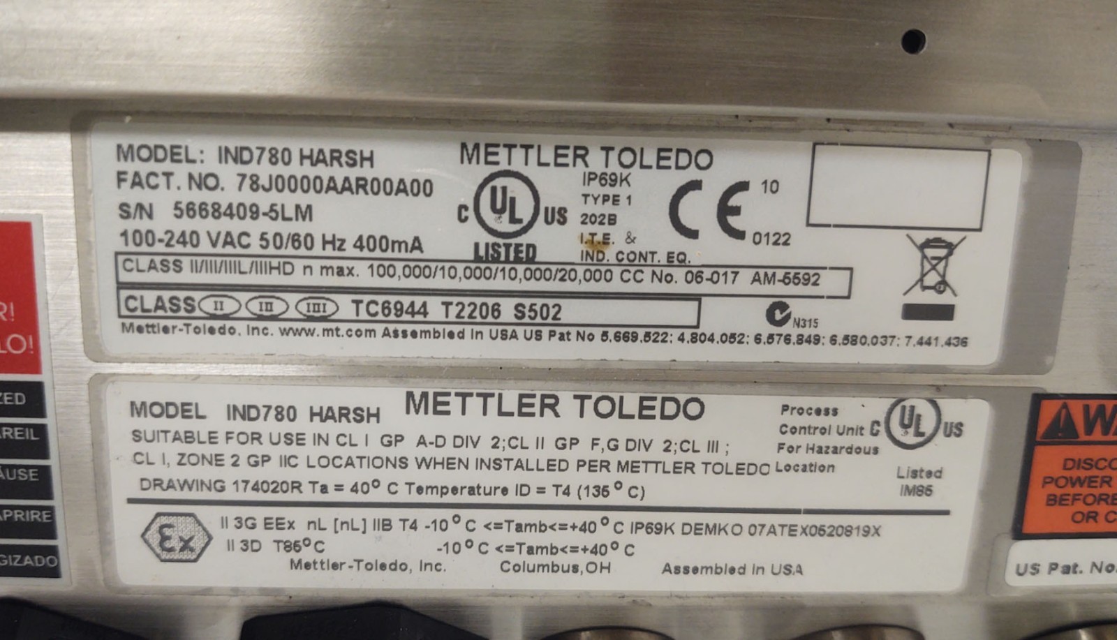 🔥#2 METTLER – TOLEDO IND780 HARSH, SCALE HEAD