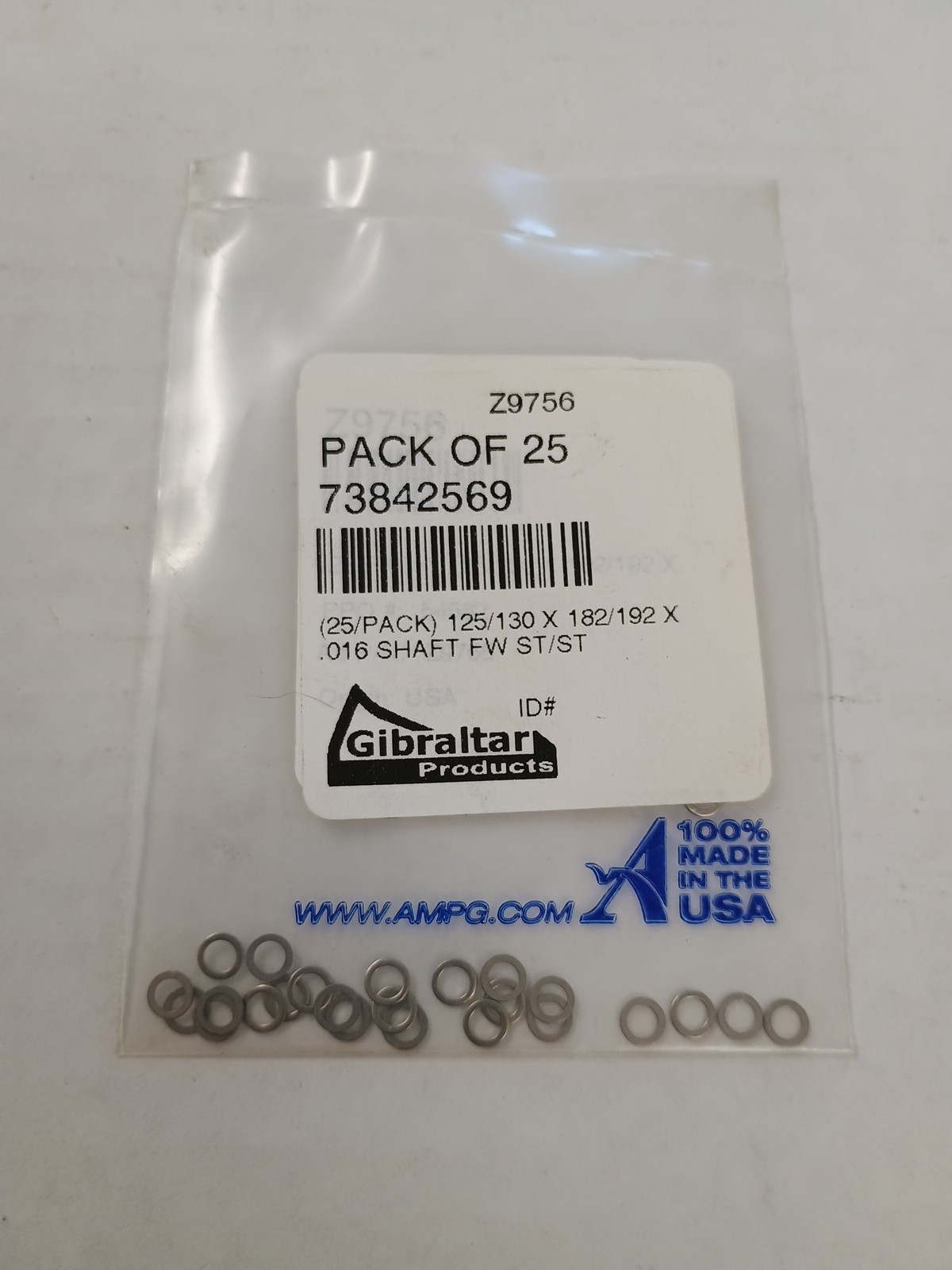 Gibraltar Round Shim F/ Washer SS 125/130 x 182/192 x .016 Shaft Pack of 25