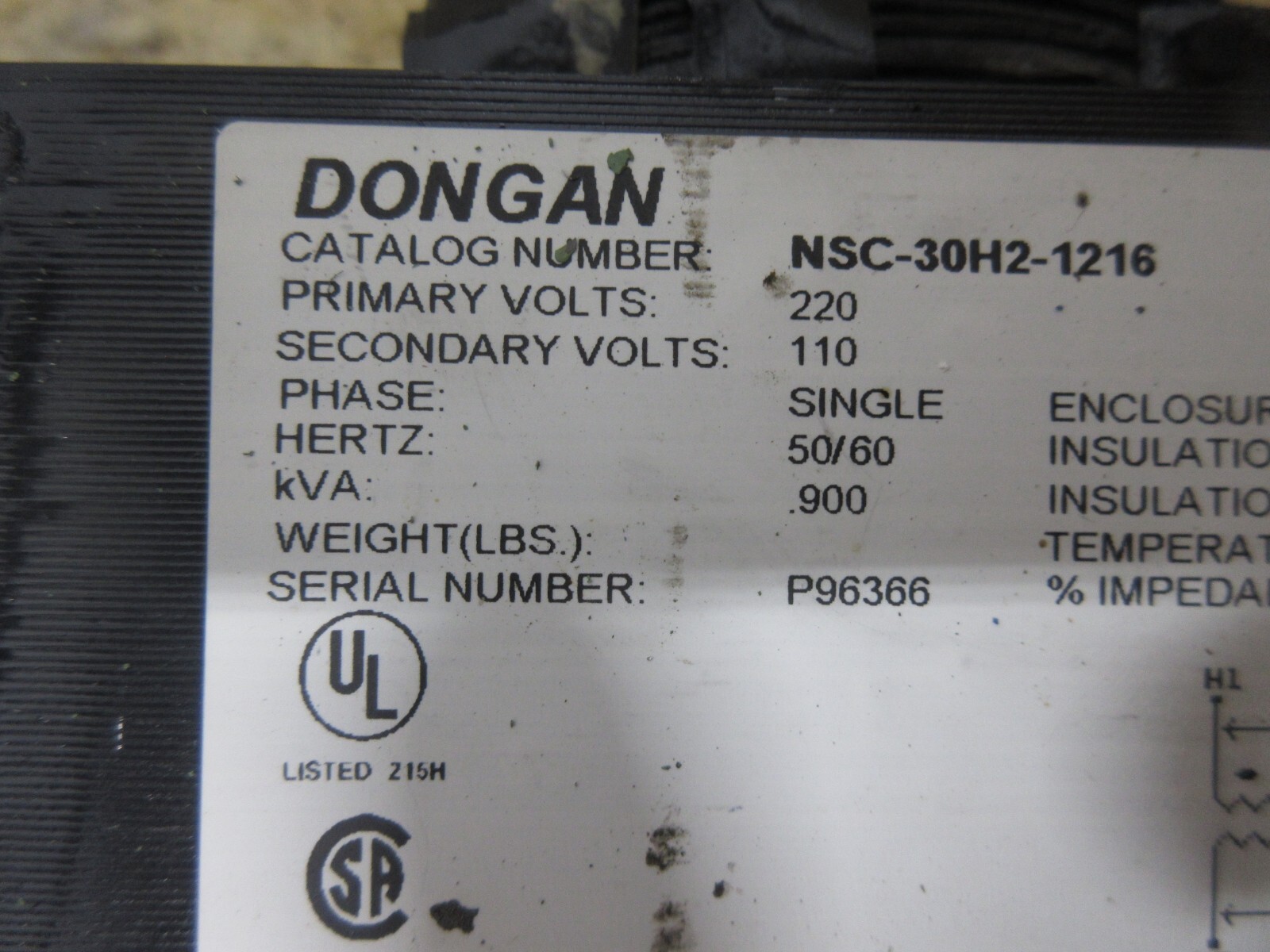 DONGAN TRANSFORMER NSC-30H2-1216 OKUMA MX-45VAE CNC