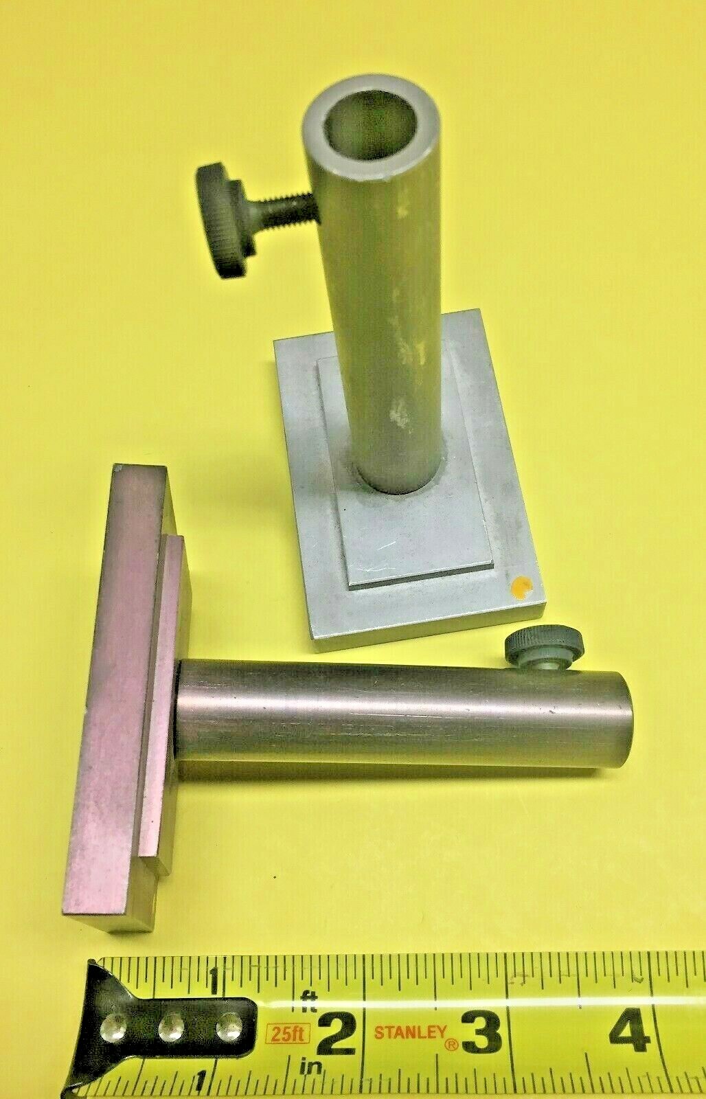 Lot of 2 custom Aluminum 4″ Vertical Post holders on 3″ x 2″ bases