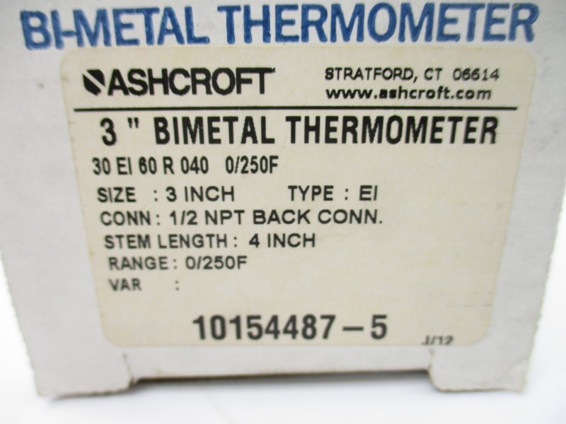 ASHCROFT 30EI60R0400/250F 0/250F 3″ NSMP