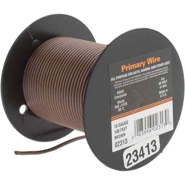 EastPenn 23413 18 AWG, 100′ OAL, Hook Up Wire Brown Vinyl Jacket