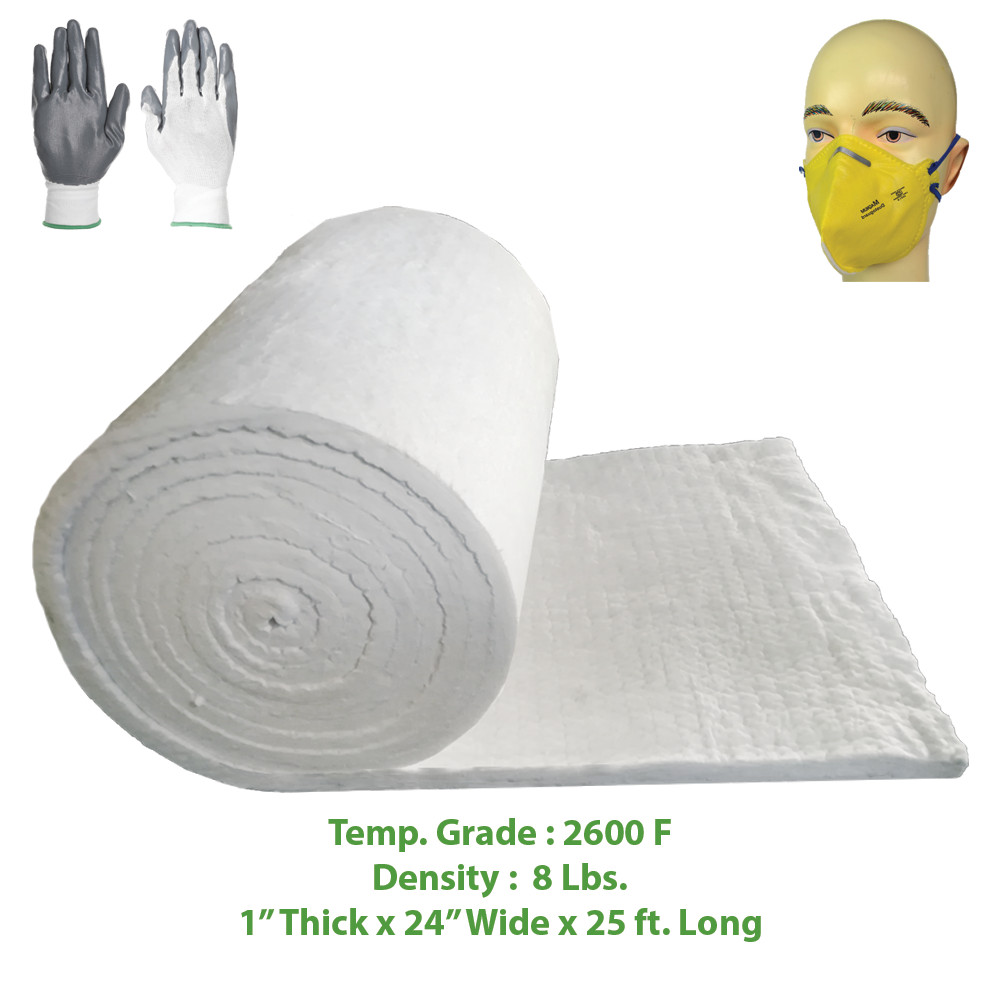 Ceramic Fiber Insulation Blanket Wool Thermal 2600F 8# 1″ x 24″ x 25′