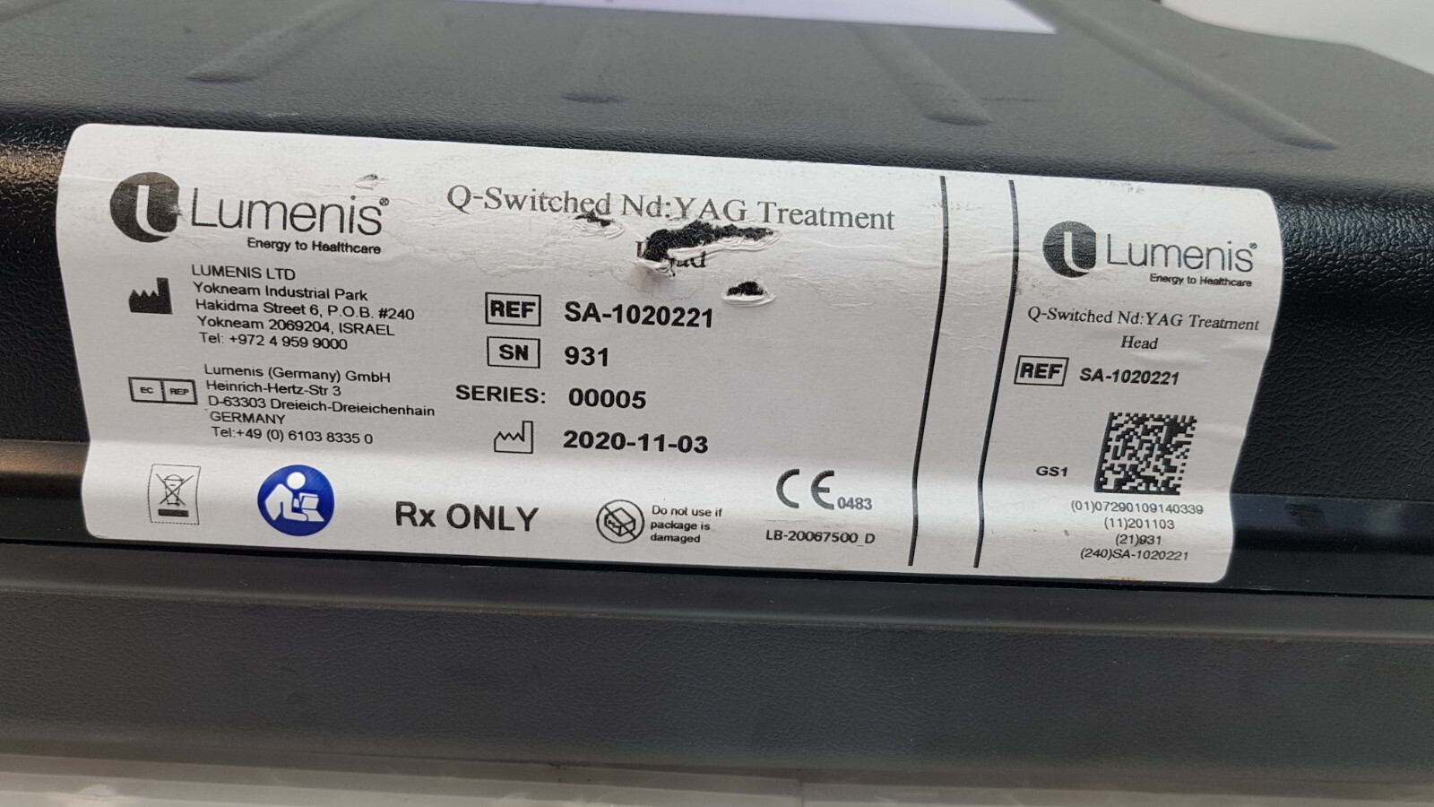 Lumenis M22 Laser Q-Switched Nd:YAG 1064nm SA-1020221 REV P, SERIES 004