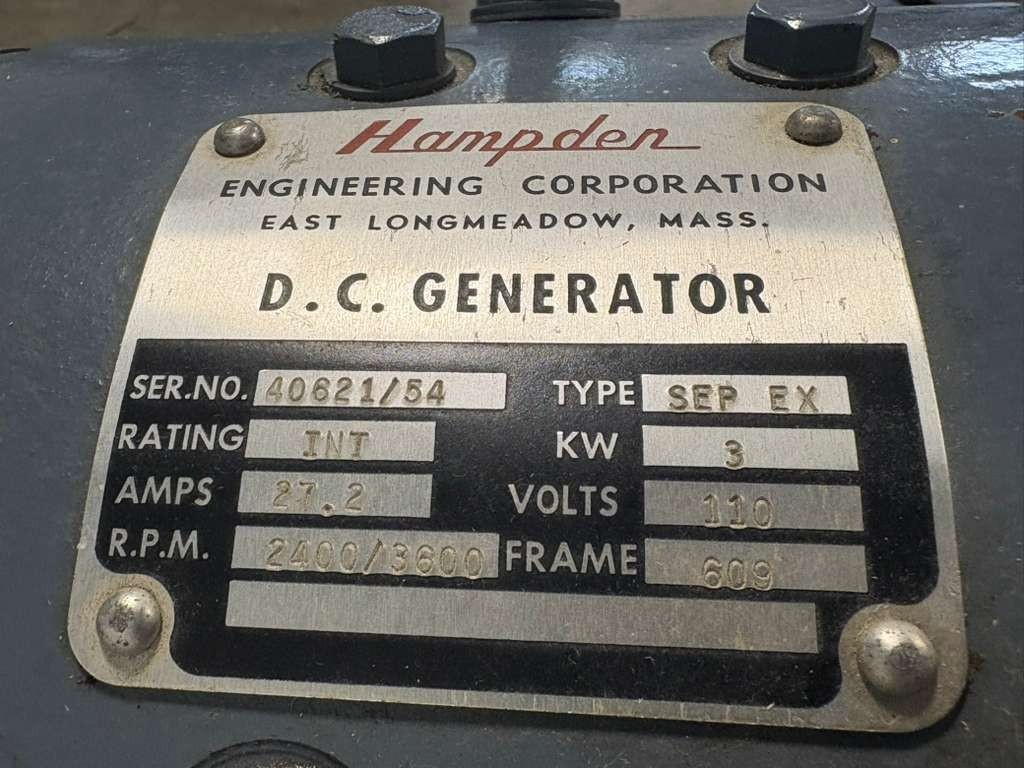 Hampden Engineering Universal Laboratory Machine DC Generator SEP EX Model 120