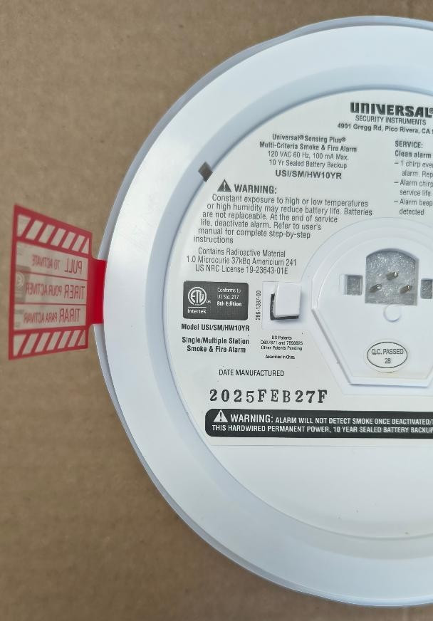 NEW USI/SM/HW10YR 2-IN-1 Smoke & Fire Alarm Hardwired + 10 Yr Battery Free Ship
