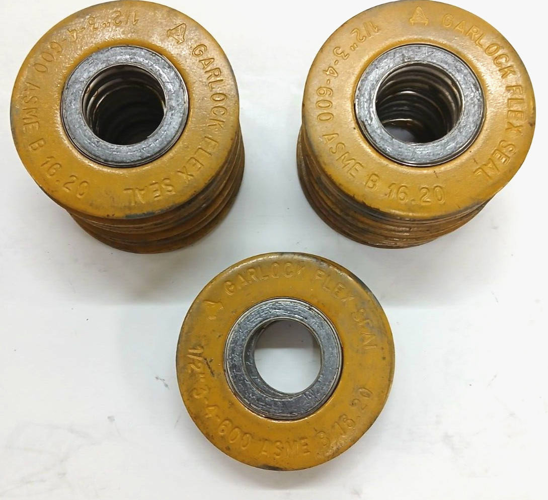 GARLOCK FLEX SEAL 1/2″ 3-4-600 ASME B16.20 LOT OF 19 CD 304 FG