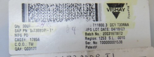SILICONIX SI7388DP-T1 Qty of 10 per Lot MOSFET N-CH 30V 12A;MOSFET N-CH 30V 12A