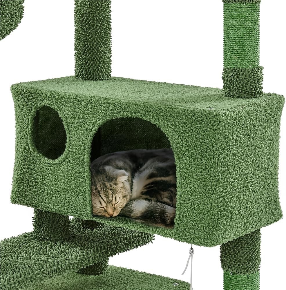 Cactus Tree Condo with Perch and Platform for Cats, Kittens 54.5″ H Green/Brown