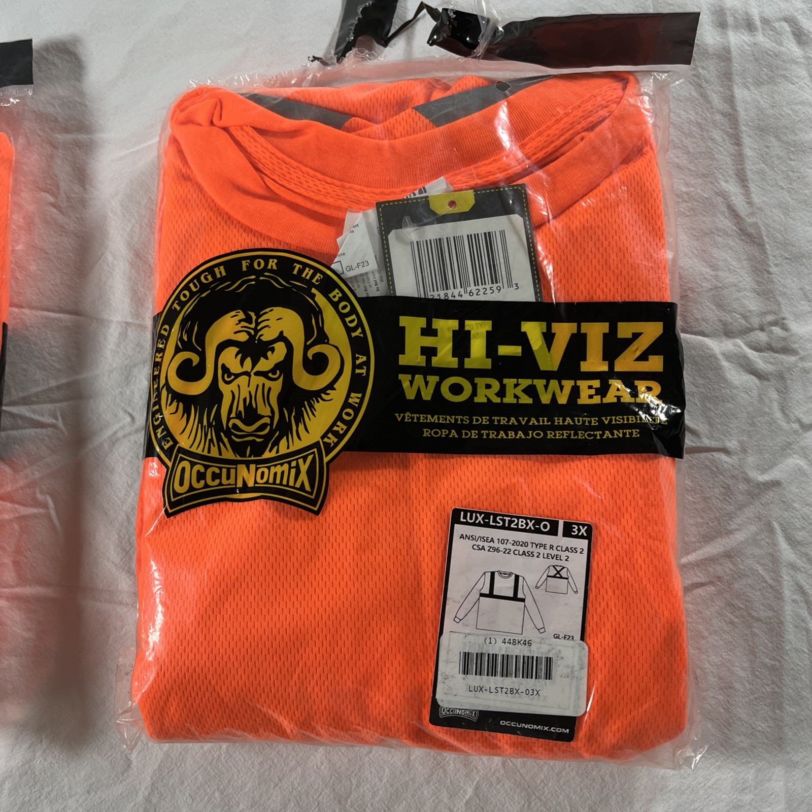 Occunomix Lux-Lst2bx-O3x Long Sleeve T-Shirt, 2, R, Polyester, Orange, 3X Newx2