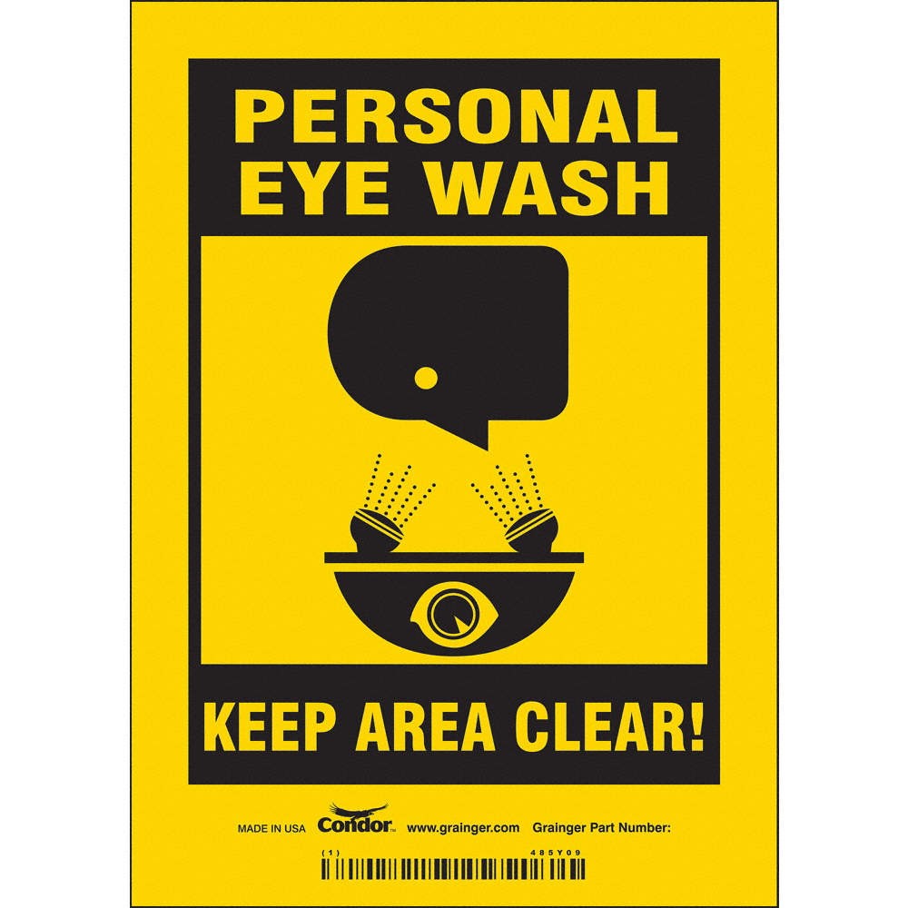 CONDOR 485Y09 Safety Sign,7 in x 5 in,Vinyl 485Y09