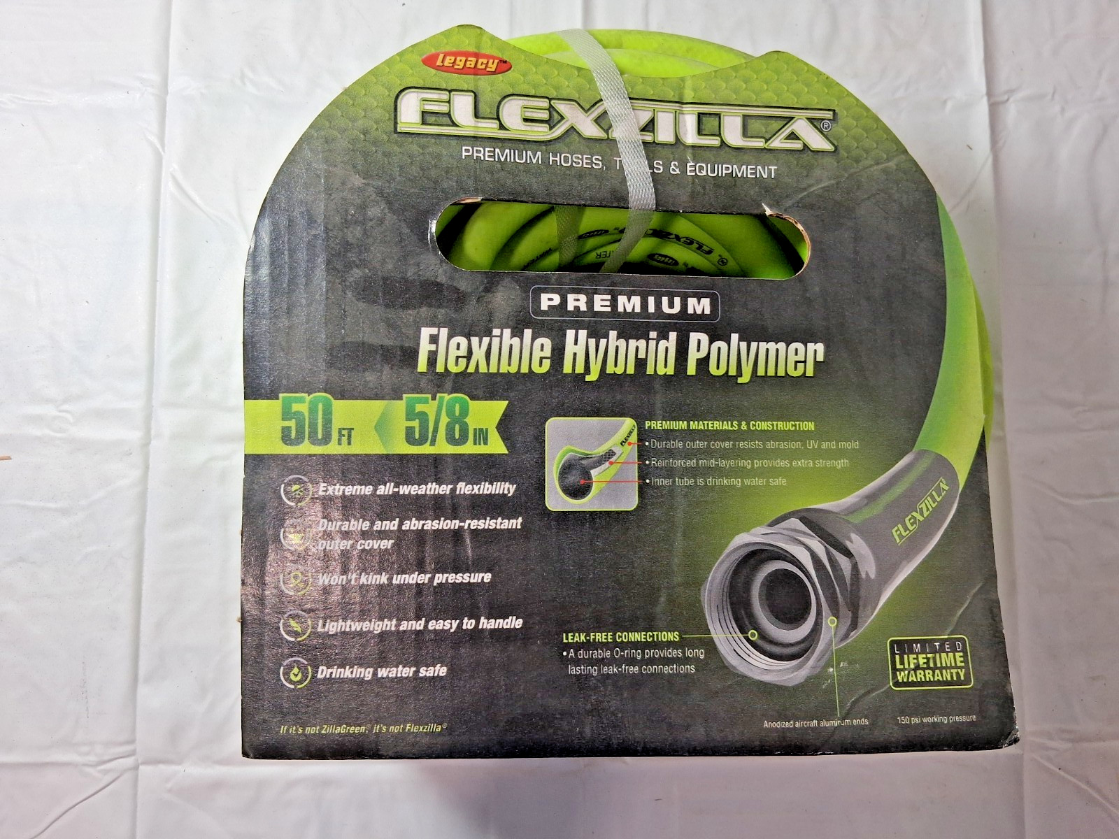 Legacy Green Hybrid Polymer Garden Hose 50 ft 3/4″ GHT Thread 150PSI HFZG550YW